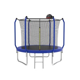 8FT Trampoline with Basketball Hoop, ASTM Approved Reinforced Type Outdoor Trampoline with Enclosure Net