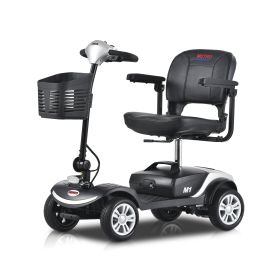 Four wheels Compact Travel Foldable Outdoor Electric Power Mobility Scooter for Adult with LED Lights (Color: Silver)
