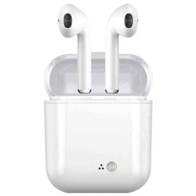 Clear Top Dual Chamber Wireless Bluetooth Earphones With Charging Box (Color: White)