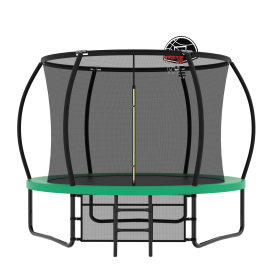 10FT Pumpkin Trampoline, Outdoor Trampoline with Basketball Hoop, Enclosure Net and Ladder (Color: as Pic)